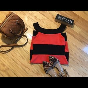 Solid material Black and Coral Mini dress